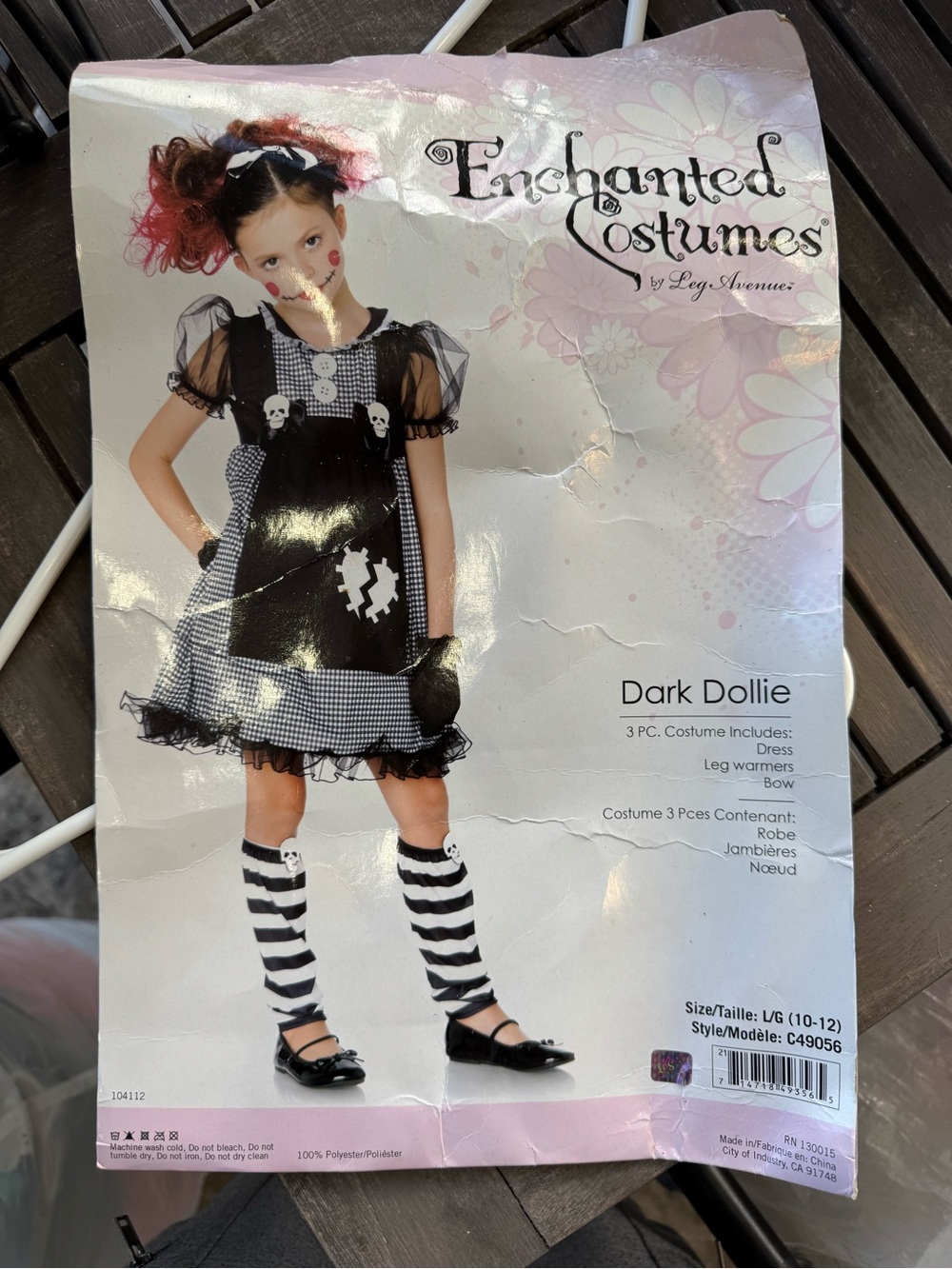 Dark Dollie Girls Black & White Costume Large 10/12
